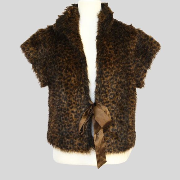 CALVIN KLEIN Women’s Animal Print Faux Fur Vest Size M - Picture 1 of 9